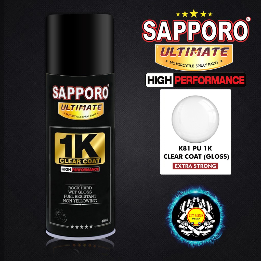 SAPPORO ULTIMATE K81 PU 1K CLEAR COAT GLOSS GLOSSY PU1K HIGH PERFORMANCE CAT SEMPROT 400 ML VERNIS C