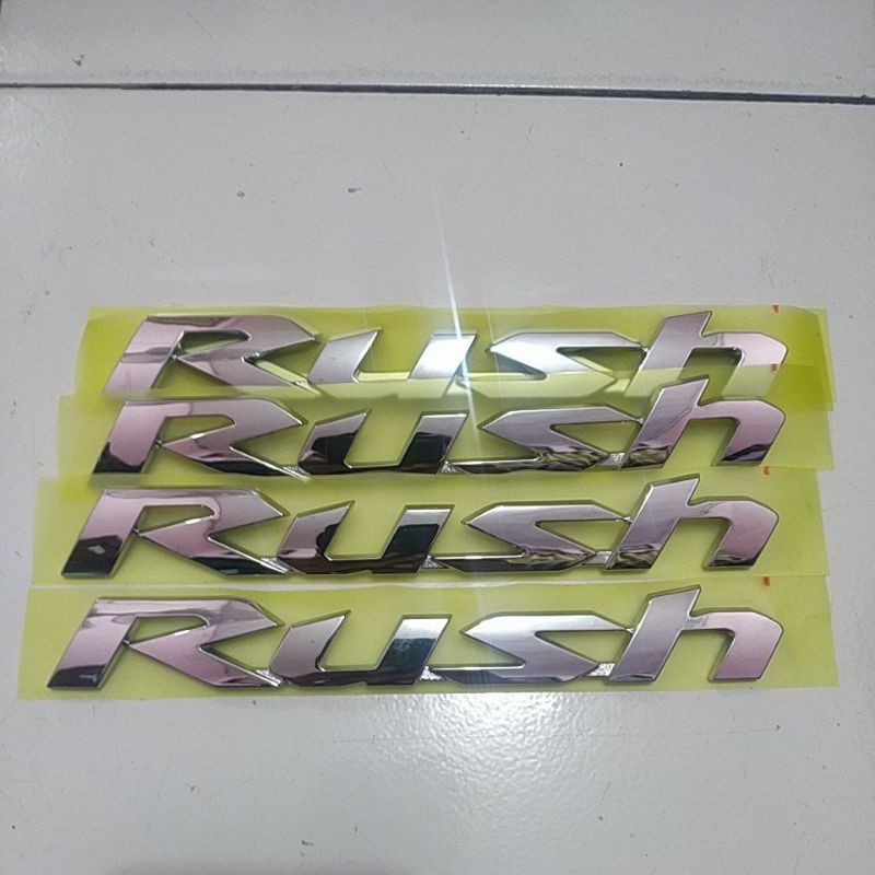 EMBLEM LOGO TULISAN RUSH CHROME 2019 ORIGINAL