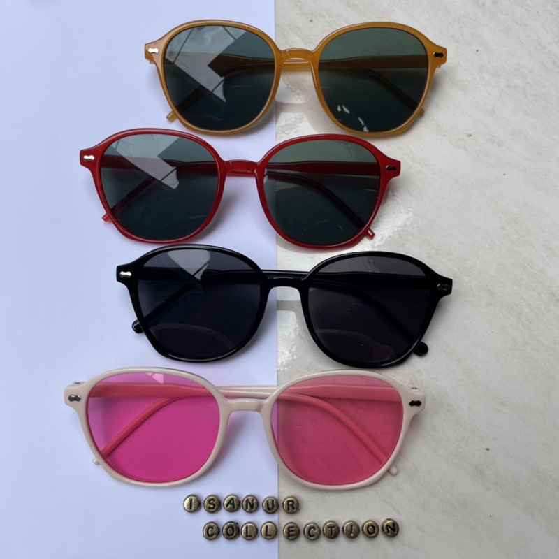 ISANUR97 - AGYA SUNGLASSES | Kacamata Bulat Kacamata Hitam Wanita Retro Korean Fashion