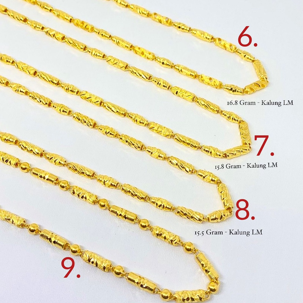 Kalung anak dan dewasa emas asli kadar 99 LM rantai bambu ukir mix panjang terbaru 10 15 16 17 gram gr g kuning gold 24K