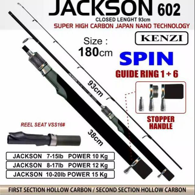 Joran pancing kenzi Jackson 602 7-15lb 8-17lb 10-20lb