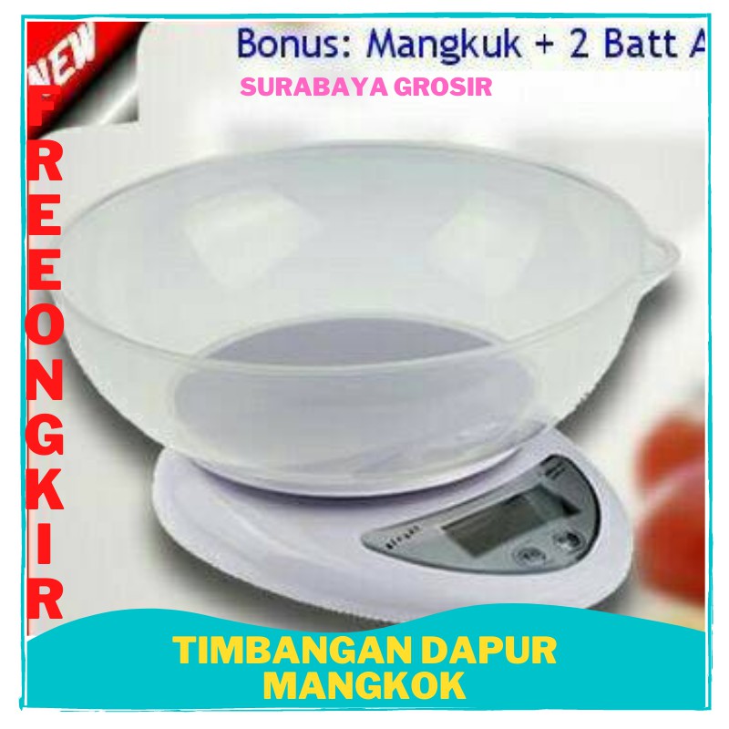 TERLARIS Timbangan dapur mangkok digital kitchen scale bowl 5 kg kue mangkuk OK Surabaya Grosir