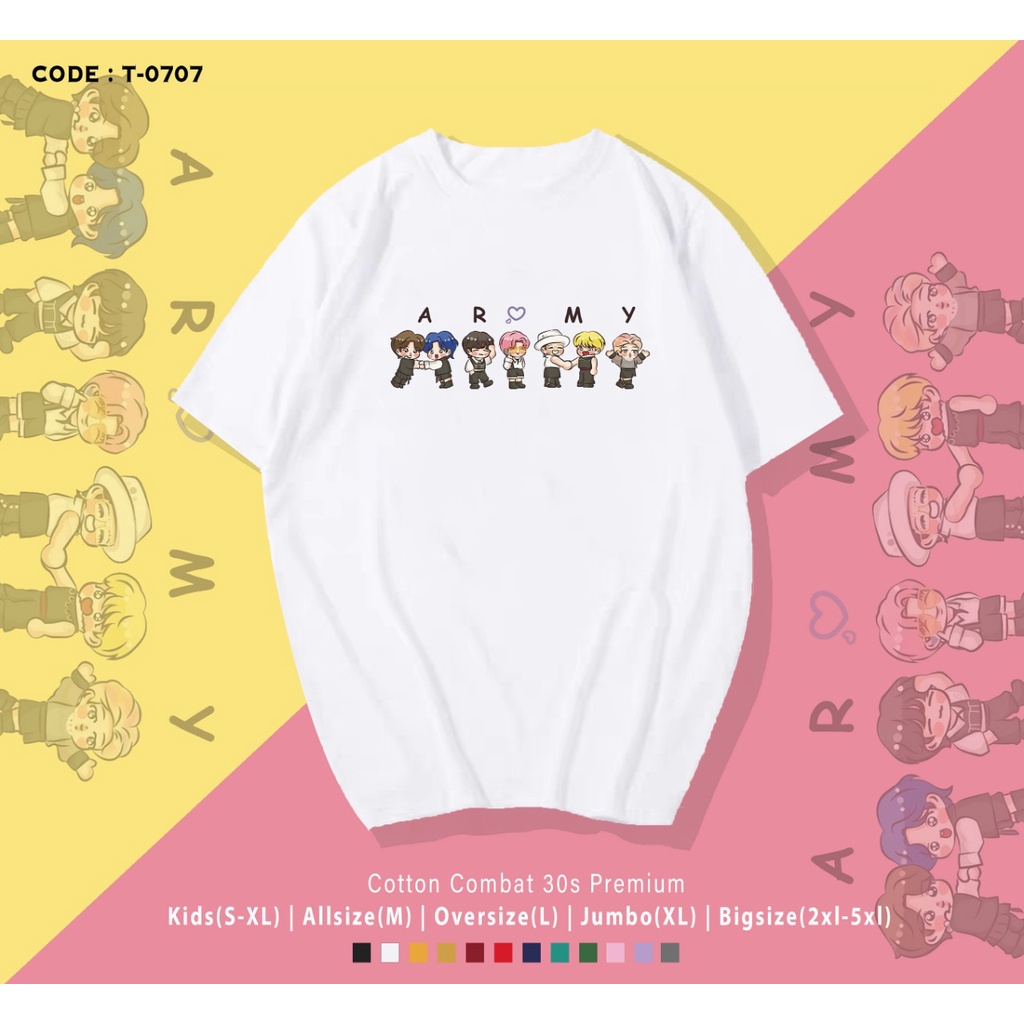 T-SHIRT / KAOS KPOP BTSS / TINY TEE / REAL PICTURE / IMPORT COMBED 30S / ARMY