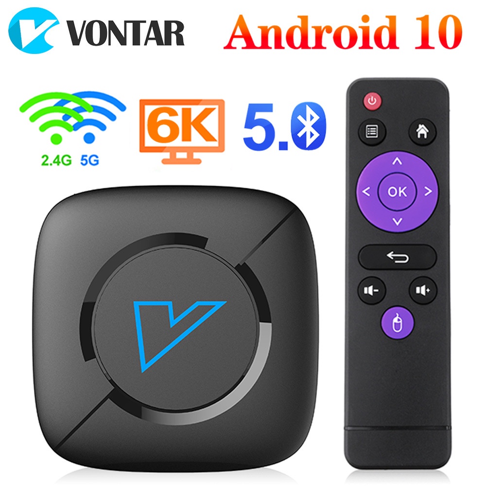 Vontar V6 Jaringan Cerdas Pemain TV Box Android 10 Dual-Band TV Set-Top Box 4 64Gb