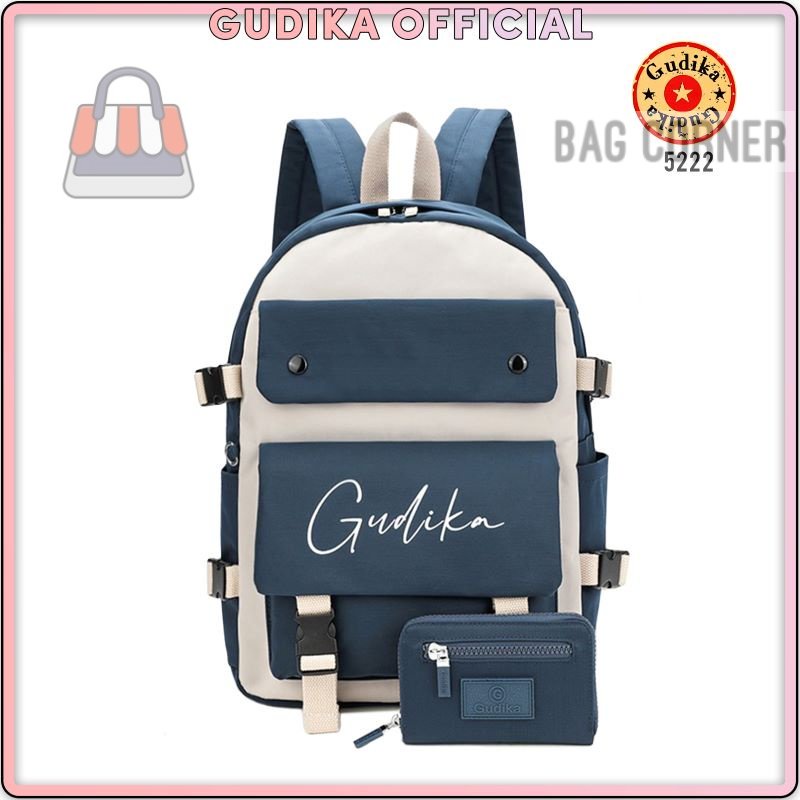 BagCorner - Backpack GUDIKA 5222 - tas ransel laptop bisa usb set dompet pria wanita import original