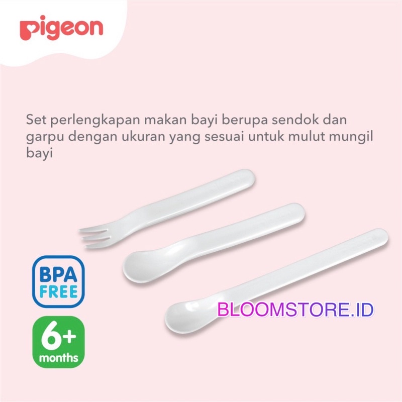 PIGEON Baby’s Baby First Spoon and &amp; Fork Set Sendok Garpu Bayi Alat Makan Mpasi Pertama Murah Promo Original Termurah