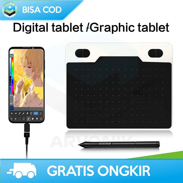 TABLET GAMBAR DIGITAL 10MOONS STYLUS PEN DC V5 TABLET DRAWING 6 INCH