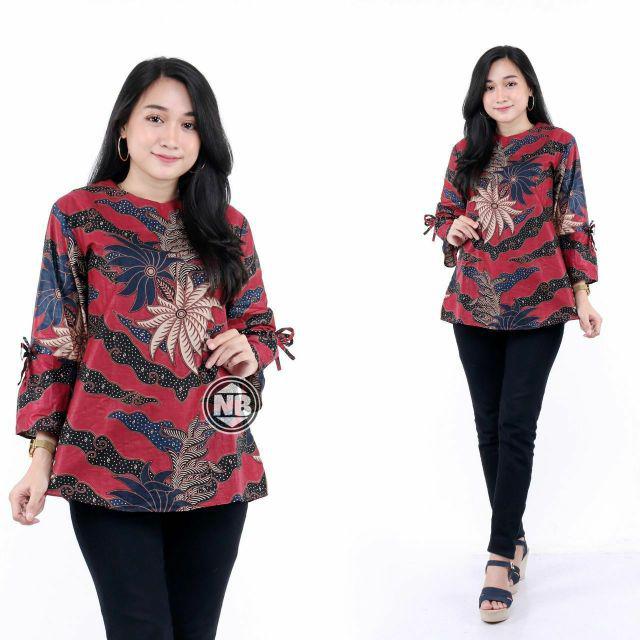 [ TERBARU ] ATASAN BATIK WANITA KERJA KANTOR ORI SHABIRAH BATIKSOLO BLOUSE BLUSEBATIK BATIKMODERN.,-Nb10