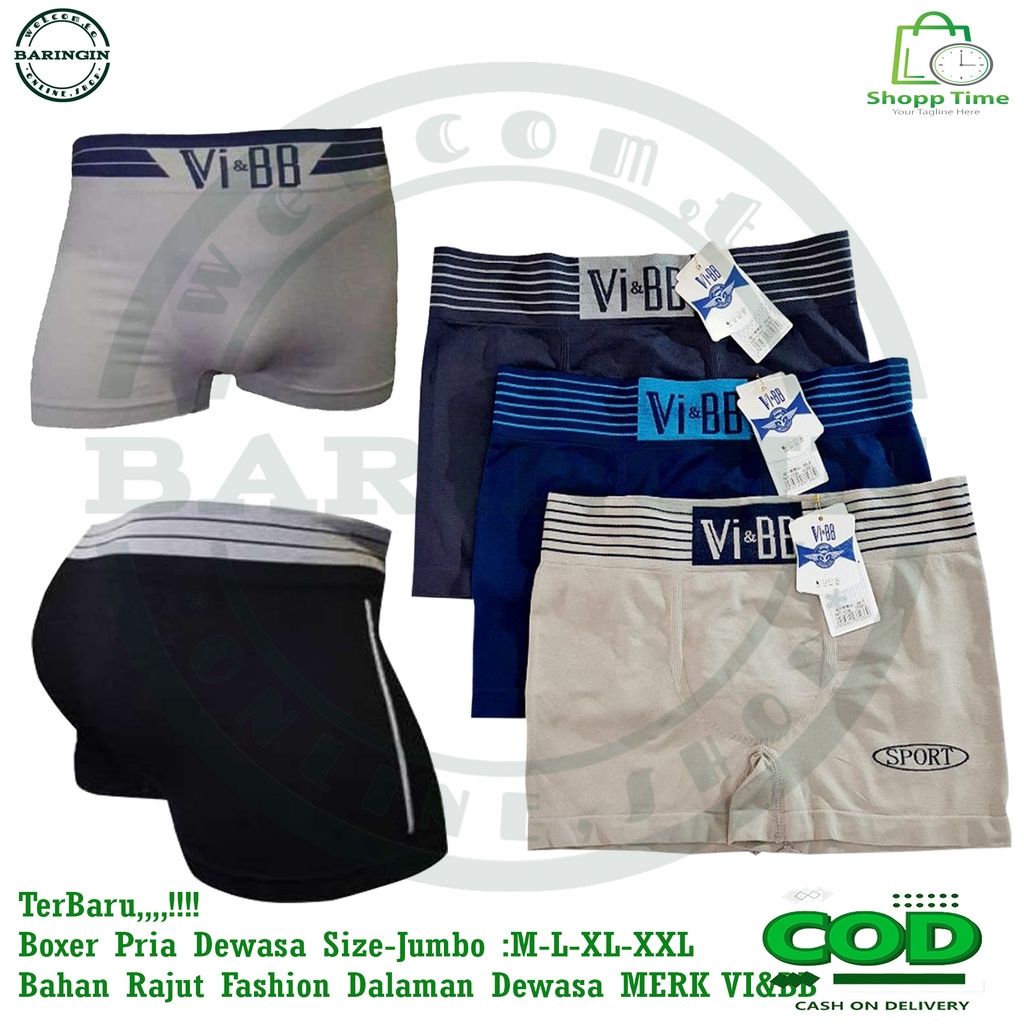 ISI 3 PCS Boxer Pria Dewasa Rajut-Celana Boxer Pria Dewasa VI &amp; BB Rajut Premium