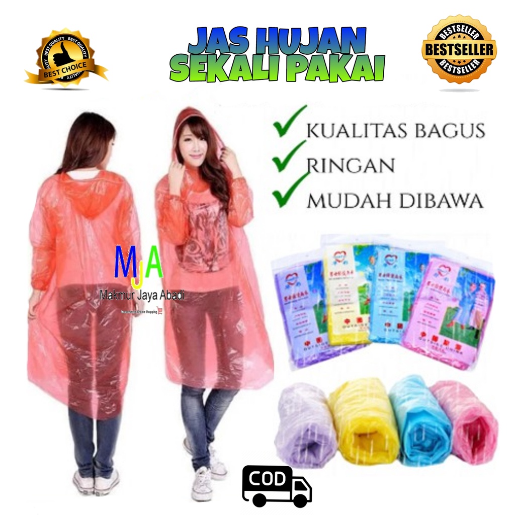 PROMO (BISA COD) Jas Hujan Sekali Pakai / Jas Hujan PLastik Murah / Rain Coat / Poncho Rain Coat