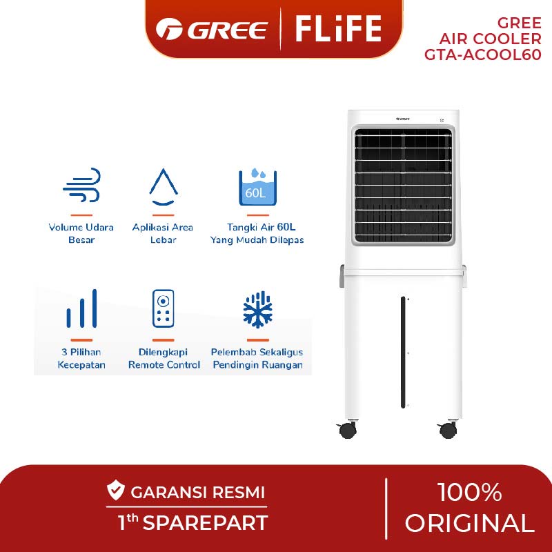 GREE Air Cooler Kapasitas 60 Liter - with Honeycomb pra-filter - Penyejuk Humidifier - Model GCA-ACO