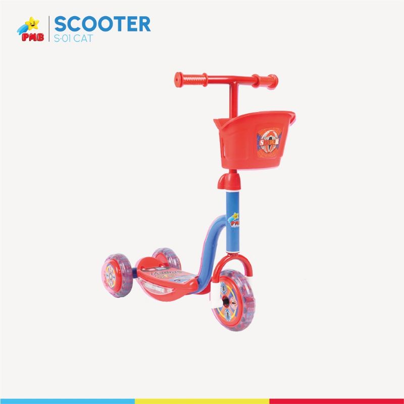 SCOOTER ANAK PMB PINK MAINAN SKUTER RODA TIGA MUSIC LAMPU SEPEDA ANAK S01 KERANJANG S-01