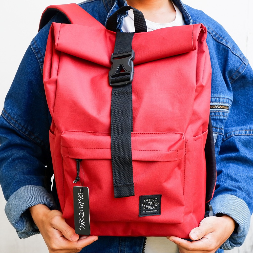 Tas Ransel Backpack Multifungsi Wanita Warna Merah