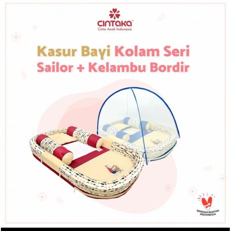 [CINTAKA]KASUR BAYI KOLAM SERI SAILOR + KELAMBU BORDIR [Kelambu Bisa Terpisah]