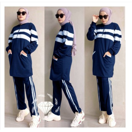 yana one set jumbo vin baju setelan wanita kekinian tunik rajut celana kulot wanita setalan tie dye