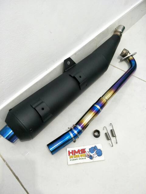 Knalpot Tsukigi Revo Absolud -Blade -Revo New -Supra 125 Helm In Leher Pelangi Blue Stenlis Thailand-1