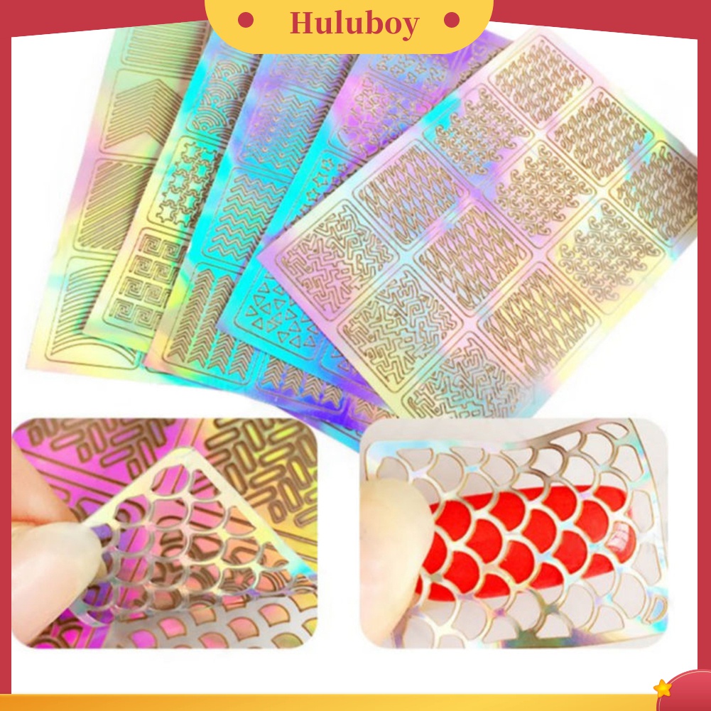 Huluboy Huluboy♡ 3 Lembar Stiker Kuku 3D Untuk Dekorasi Manicure
