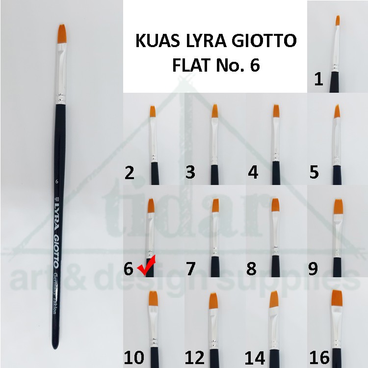 

Lyra Giotto Artist Flat Brush No. 6 - Kuas Lukis Taklon Lira Gepeng / Datar