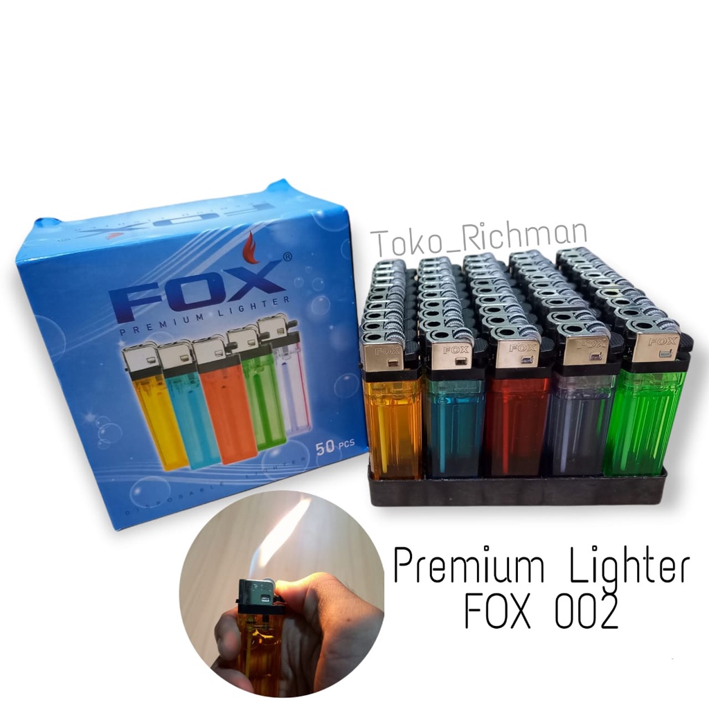 FOX 002 Transparan Korek Api Premium Lighter Setelan gas