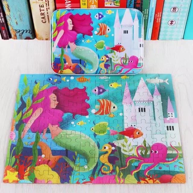 Mainan Edukasi Jigsaw Puzzle Tin Box 120pcs