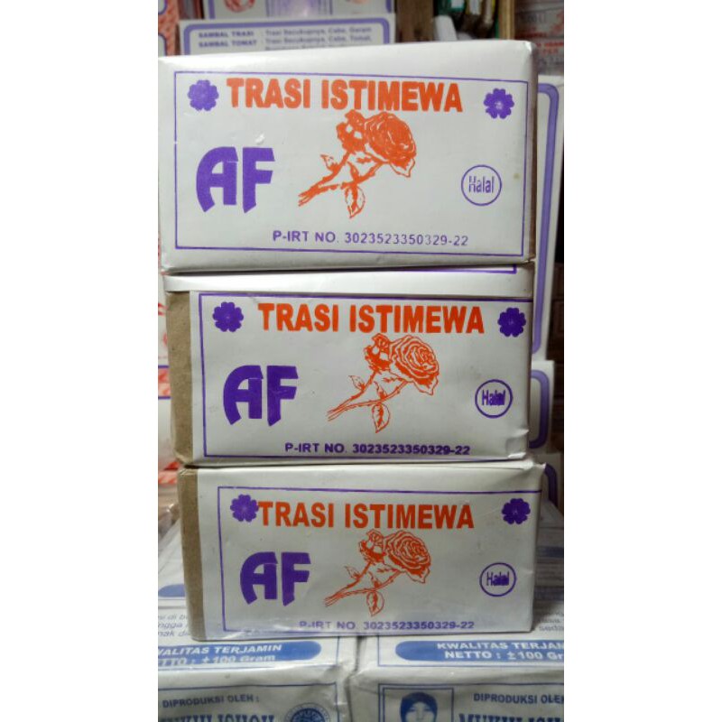 

Trasi udang istimewa cap Af mawar produksi H. abd fatah tuban kemasan 250gr