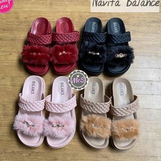 Ori 100 NAVITA Sandal  bulu  karet jelly tebal merk Balance  