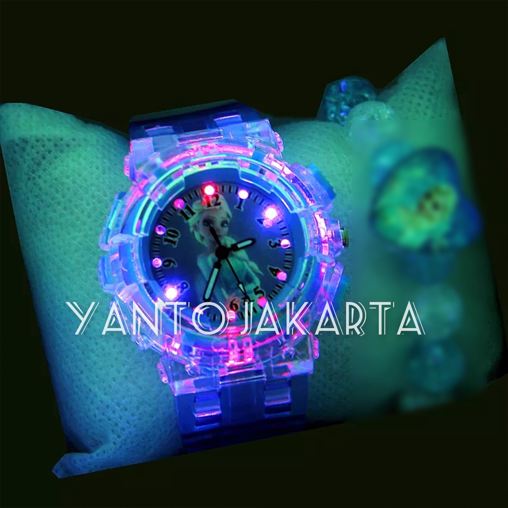 JAM TANGAN FROZEN ANAK PEREMPUAN LAMPU WARNA WARNI