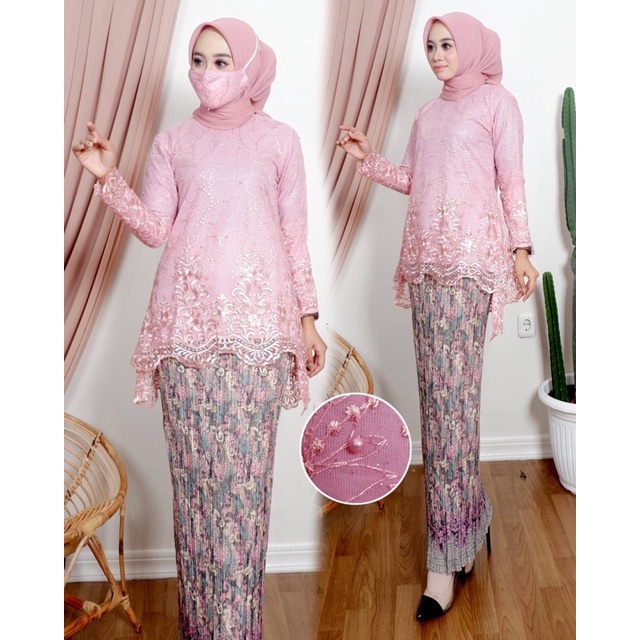 Setelan Kabaya Tulle Blouse Rinjani Kebaya Wisuda Baju Kebaya Modern Kebaya Brukat