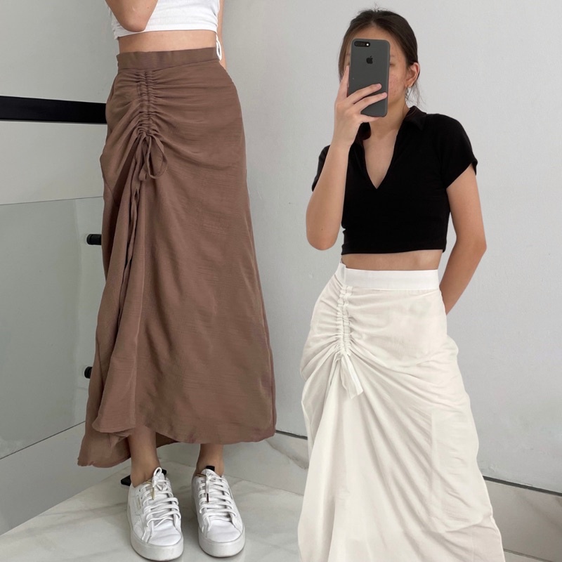 Tamara Skirt - Rok Serut Casual Korean Look - Midi Maxy Skirt - Rok Wanita Korean Terbaru