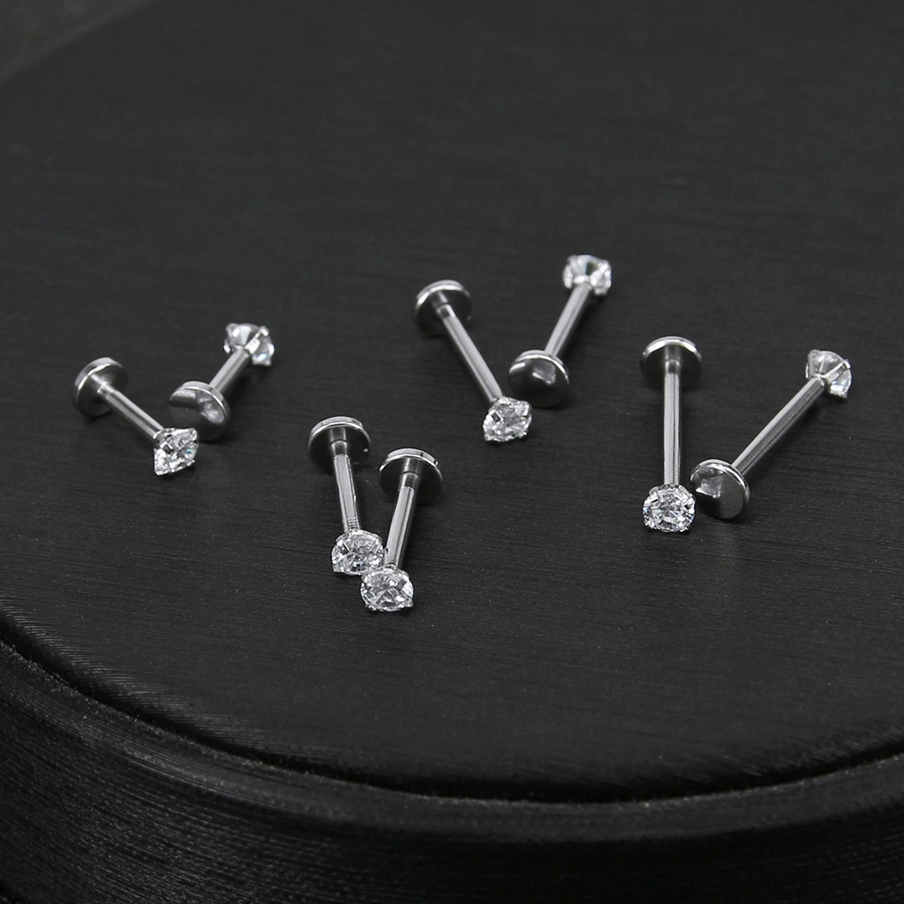 8pcs / Set Anting Stud Kristal Berlian Imitasi Bahan Stainless Steel Untuk Bibir Telinga