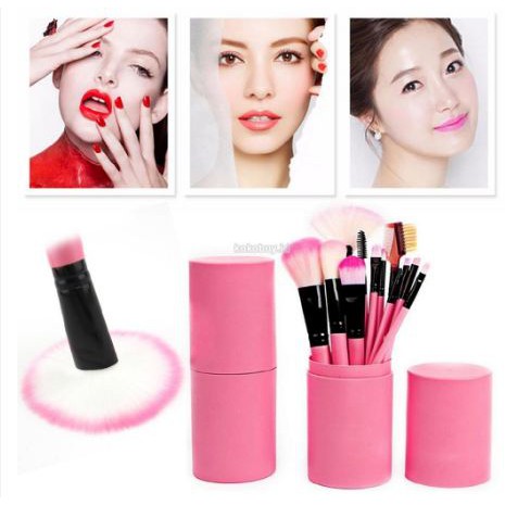 MG 113 12Pcs Brush MakeUp / Set Brush + Tabung Penyimpan / Set Kuas Make Up