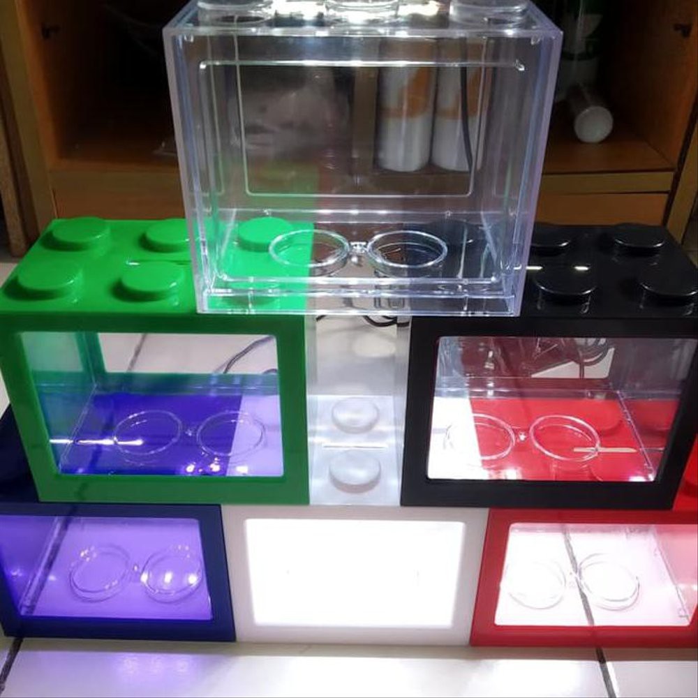 Aquarium Mini Kecil Susun Lampu Led Ikan Hias Cupang Colokan Usb