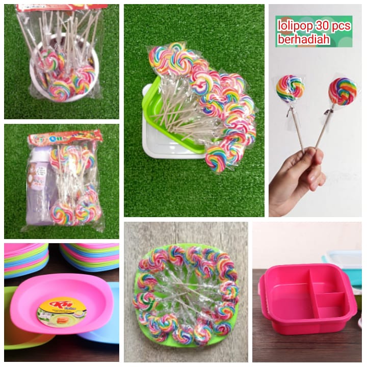 

Permen lolipop isi 30 pcs (berhadiah piring dan gelas)