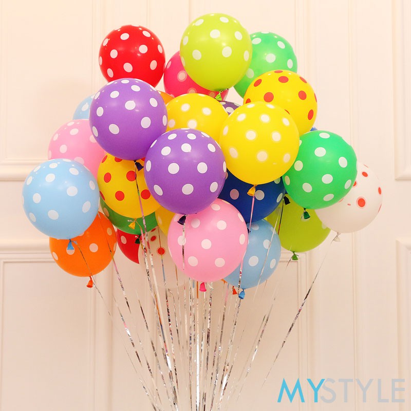 BALON LATEX POLKADOT MIX SATUAN MIN 10 BALON POLKADOT MURAH BALON LATEX TEBAL