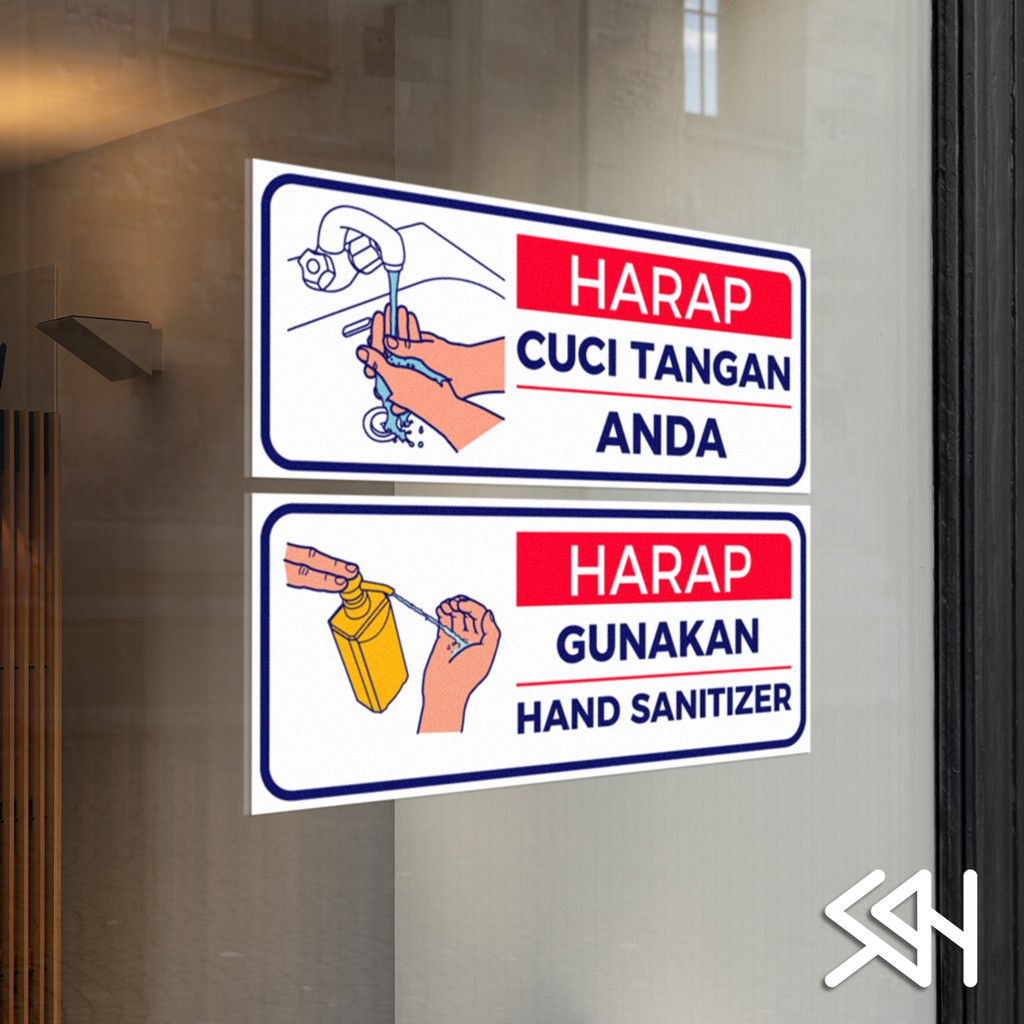 

Stiker Peringatan | Sticker New Normal | HAND SANITIZER - CUCI TANGAN | 25x10