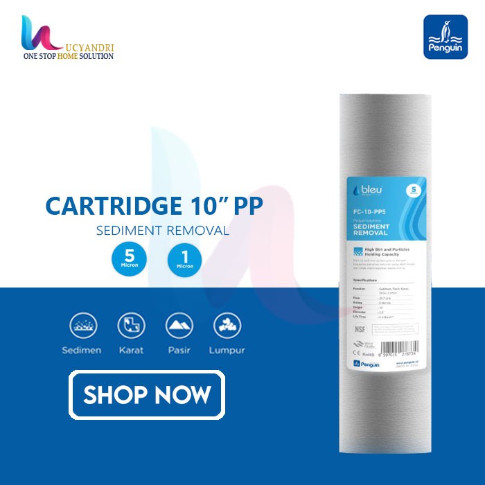 Cartridge Saringan Air / Filter Air Penguin PP Sedimen 10&quot; FC 10 PP