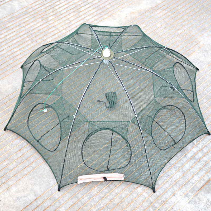 Jaring Perangkap ikan Jaring Pancing Ikan Udang Automatic Folding Umbrella Fishing Net Cage8 Holes