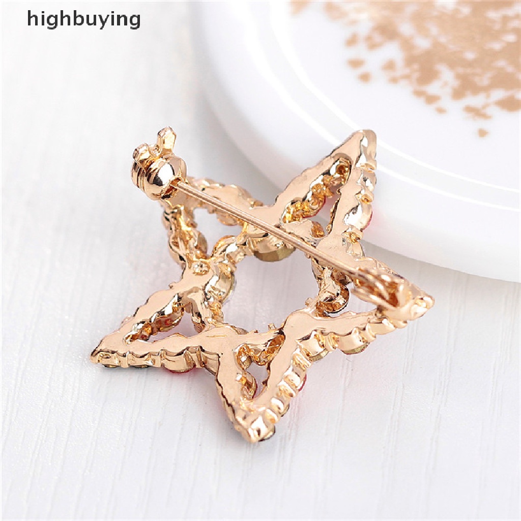 Hbid 1pc Bros Pin Desain Bintang Natal Hias Kristal Berlian Imitasi Untuk Hadiah