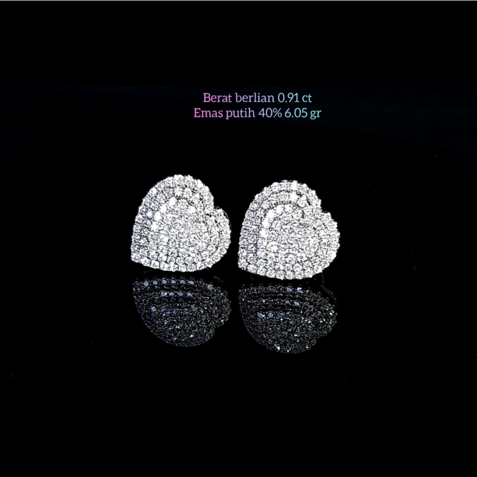Anting Giwang berlian eropa 0.91 ct bahan emas putih kode 1098