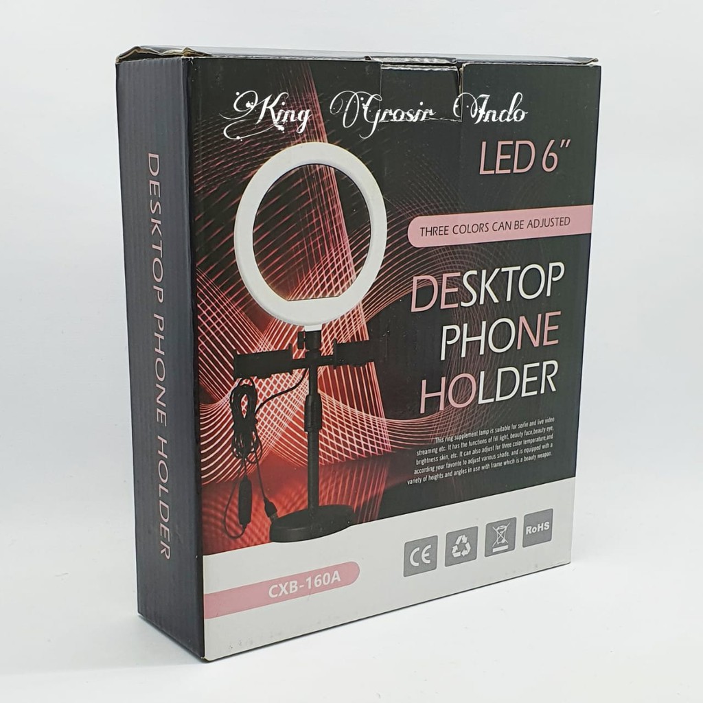 Lampu Selfie / Desktop Phone Holder / Ring Light CXB - 160A LED 6 INCH