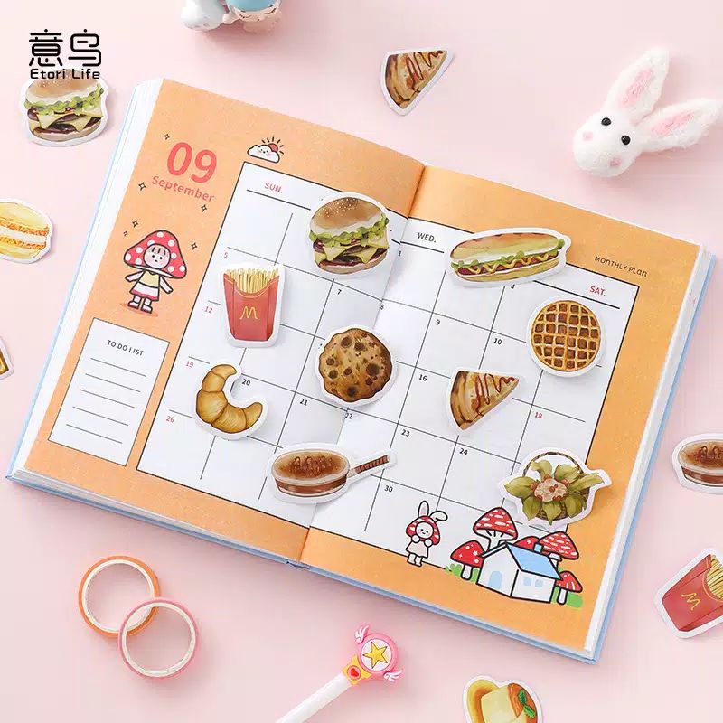 

DEIGOODS❤ 20 Pcs Sticker Deco Food Drink Cute Aesthetic Dekorasi Bujo Journal DIY Scrapbook