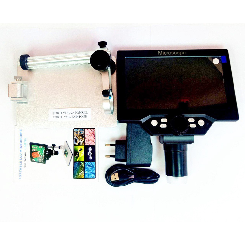 Microscope Digital G1200 Youkiloon Mikroskop plus Layar 7 in dan stand