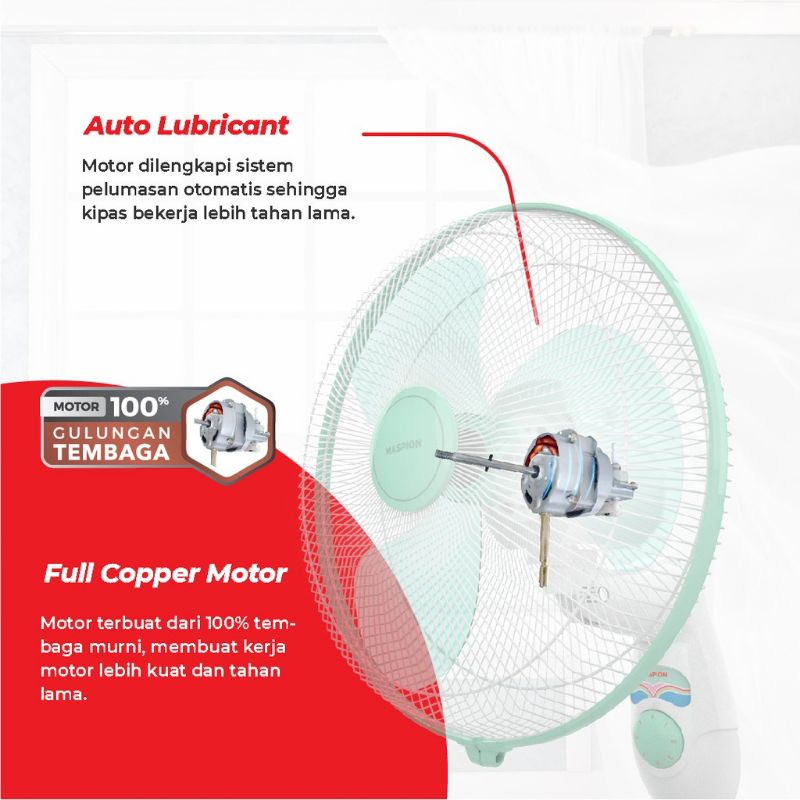 TERMURAH PROMO KIPAS ANGIN DINDING MASPION 41K MWF 41 K WALL FAN TEMBOK KUAT SEJUK AWET 55 WATT PULL