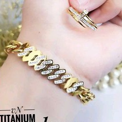 Titanium Set Gelang Cincin Gold 6922d