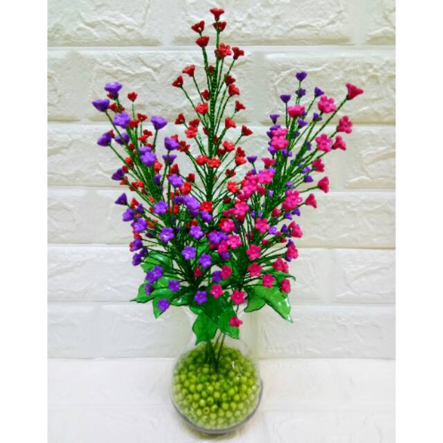 Bunga sakura manik akrilik pot kaca