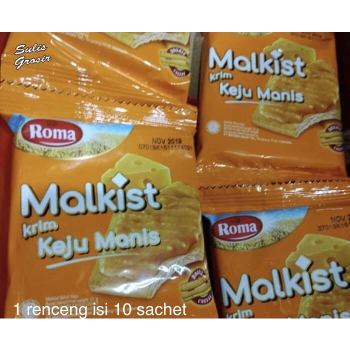 

504Omekho Roma Malkist Krim Keju Manis@1000 (1 Renceng Isi 10 Sachet) Jy60Jhh