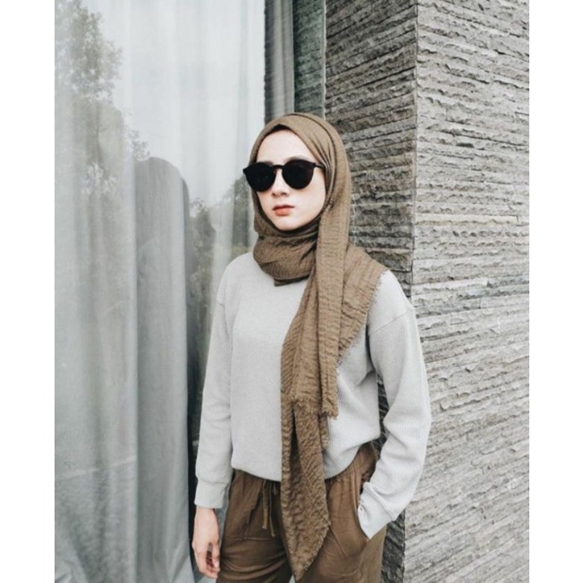 [ TERLARIS ]  PASHMINA CRINKLE PREMIUM JILBAB KUSUT CRINKLE