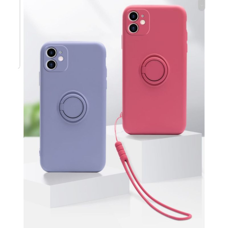 Softcase ANTIJAMUR Solid Color Silicone RING MAGNET+TALI Xiaomi Redmi 9A 9C Note8 Note8Pro Note9 Note9Pro