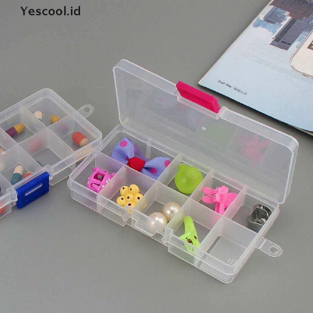 (Yescool) Kotak Penyimpanan / Organizer Perhiasan / Manik-Manik 10 Slot Adjustable Bahan Plastik