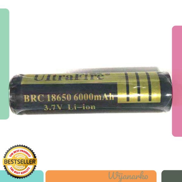 UltraFire Baterai Li-ion 18650 6000mAh 3.7V Button Top - BRC 18650 BLP11